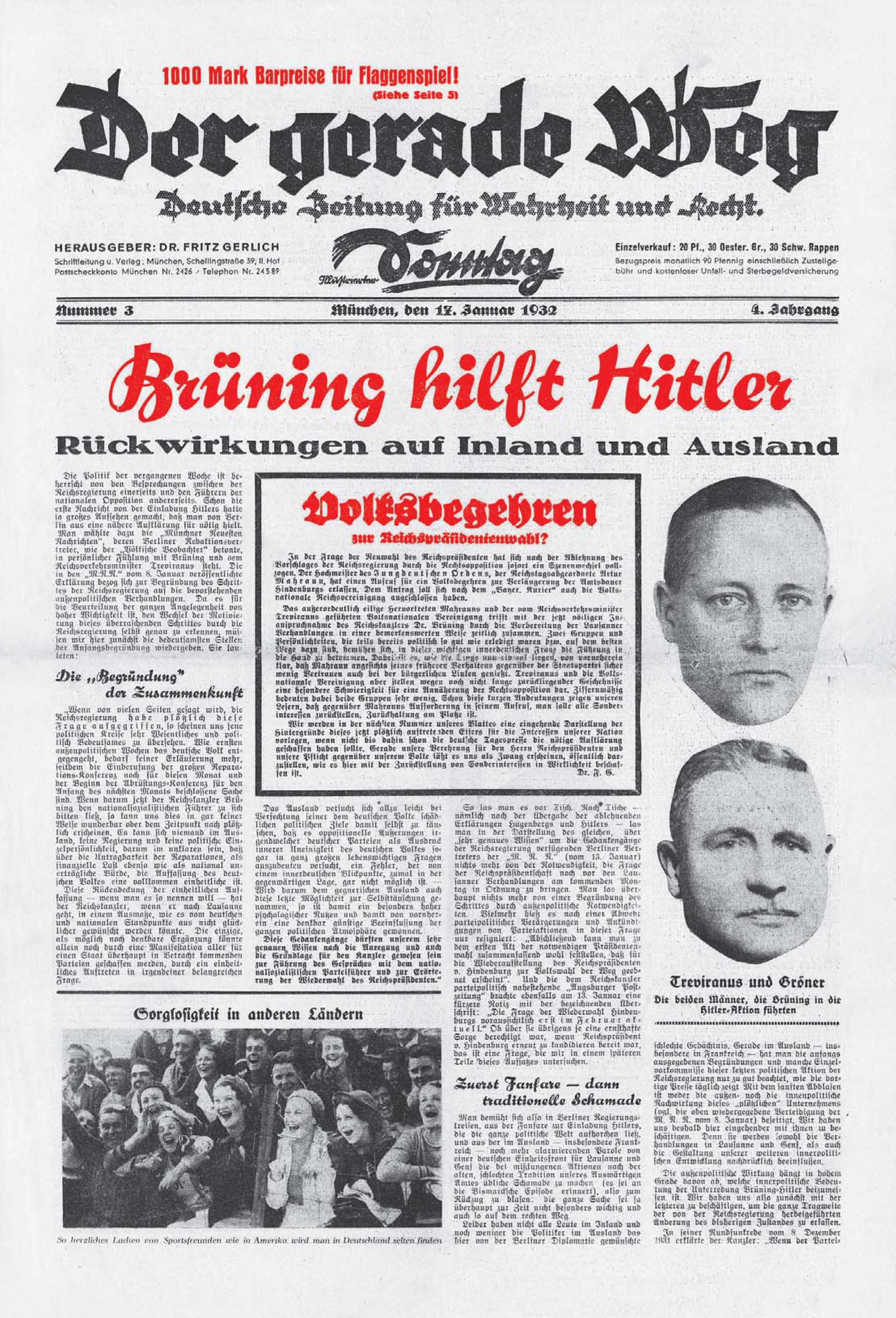 Brüning hilft Hitler - Auswirkungen auf Inland und Ausland